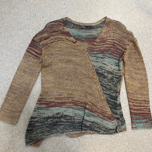 Prana Sweaters - Prana Womens Sz XL Sweater Asymmetrical Long Sleeve Green Tan Beige